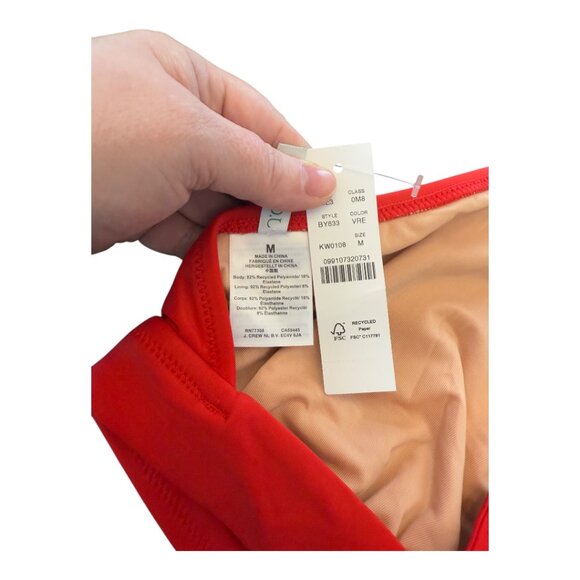 J Crew Halter Tie Back Bikini Top Size Medium Red Swim V Neck - Picture 3 of 5